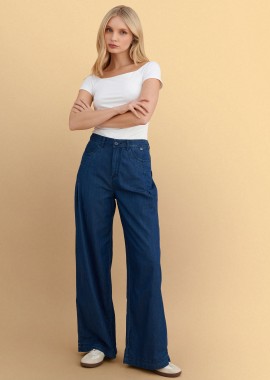 - Παντελόνα τζιν wide leg - 5206179076845