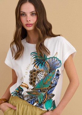 - T-shirt με tropical print - 5206179088893
