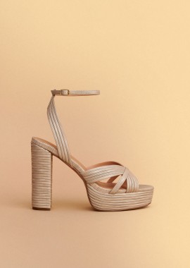 - Platform πέδιλα με metallic υφή και τακούνι - 5206179112000