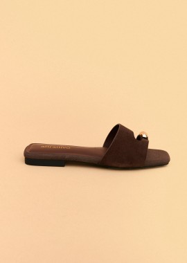 Flat σανδάλι σουέτ με toe ring - 5206179156660