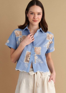 Πουκάμισο κοντομάνικο με κεντήματα - 5206634946836