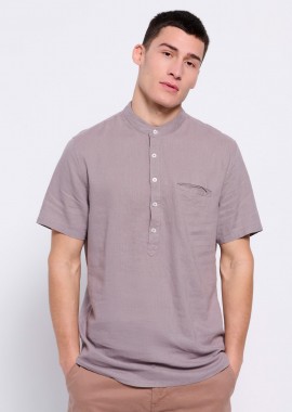 Λινή πουκαμίσα με λαιμό mao