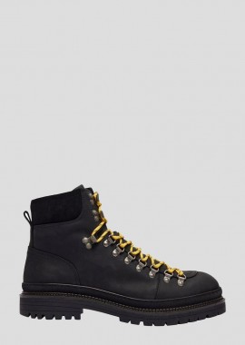 SELECTED HOMME - SELECTED HOMME Ανδρικό Μαύρο Leather Hiking Boots