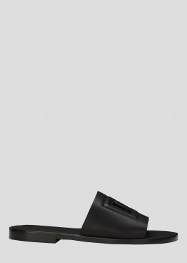 DOLCE&GABBANA - DOLCE&GABBANA Ανδρικό Μαύρο Leather Sliders