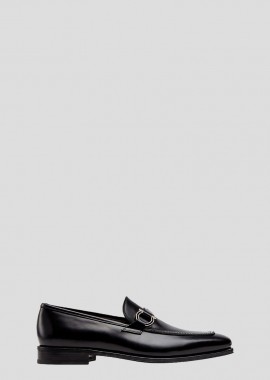 SALVATORE FERRAGAMO - SALVATORE FERRAGAMO Ανδρικό Leather Loafers With Silver Logo