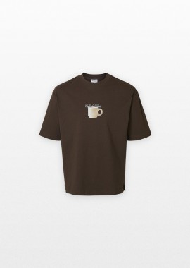 SELECTED HOMME Ανδρικό Καφέ Printed Crewneck T-Shirt