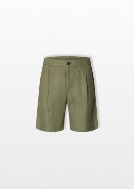 SELECTED HOMME - SELECTED HOMME Ανδρικό Χακί Linen Shorts