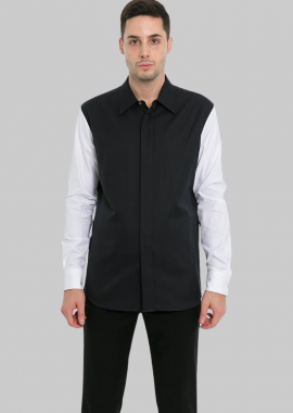ALEXANDER MCQUEEN Ανδρικό Μαύρο Stretch Black And White Cotton Shirt