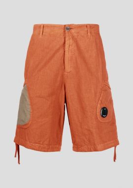 C.P. COMPANY Ανδρικό Πορτοκαλί Logo-Patch Cotton Shorts