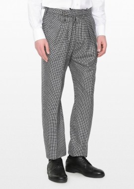 LARDINI - LARDINI Ανδρικό Γκρι Patterned Straight Trousers In Grey