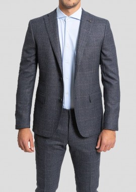 CORNELIANI - CORNELIANI Ανδρικό Γκρι Check Two-Piece Formal Suit