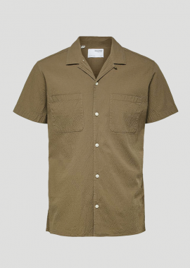 SELECTED HOMME Ανδρικό Χακί Resort Seersucker Shirt/Olive
