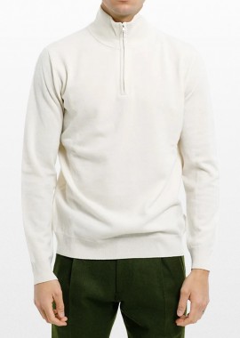 +39MASQ Ανδρικό Λευκό Wool High-Neck Shirt