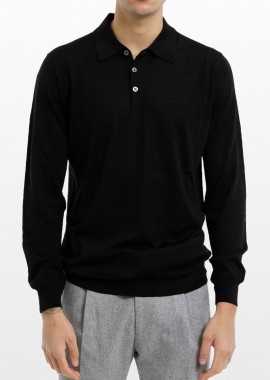 +39MASQ Ανδρικό Μαύρο Long-Sleeved Polo Shirt