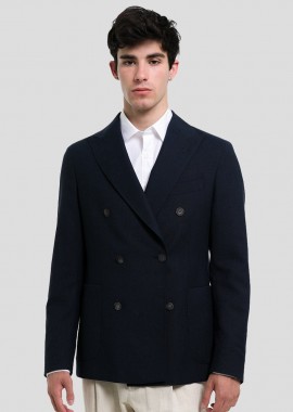 IVERGANO Ανδρικό Μπλε Double Breasted Black Classic Blazer
