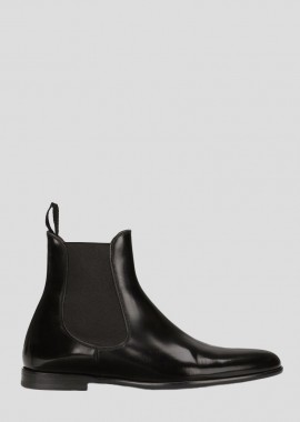 DOLCE&GABBANA - DOLCE&GABBANA Ανδρικό Μαύρο Chelsea Leather Boots