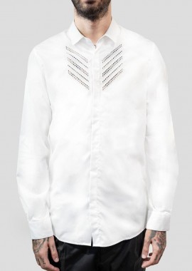 NEIL BARRETT Ανδρικό Λευκό Long Sleeve Broderie Detail Shirt