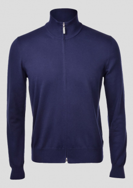 GRAN SASSO Ανδρικό Μπλε Full Double Slider Zip Cotone Cardigan