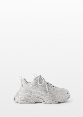 BALENCIAGA Ανδρικό Γκρι Triple S Crystal Sneakers