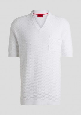 HUGO Ανδρικό Λευκό Knitted Jacquard Shirt