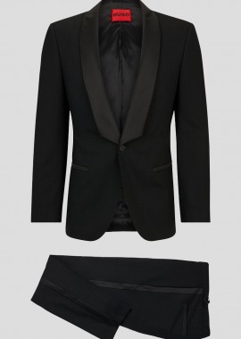 HUGO Ανδρικό Μαύρο Evening Slim Fit Suit In Black