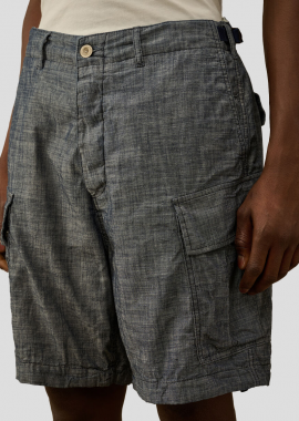 C.P. COMPANY Ανδρικό Μαύρο Chambray Cargo Shorts