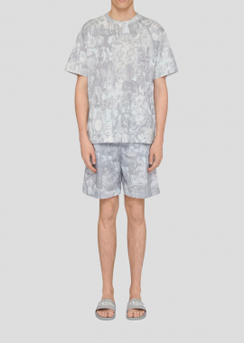GIVENCHY Ανδρικό Γκρι T-shirt In Cotton With Hubert Objects Print