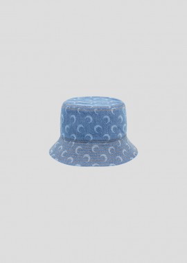 MARINE SERRE - MARINE SERRE Ανδρικό Μπλε Moon Laser Denim Bucket Hat