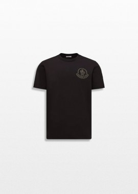 MONCLER Ανδρικό Μαύρο Logo Patch T-Shirt