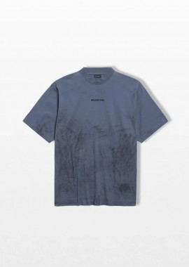 BALENCIAGA - BALENCIAGA Ανδρικό Μπλε T-Shirt in Faded Dark Blue