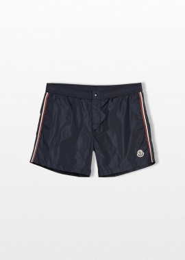 MONCLER - MONCLER Ανδρικό Μπλε Logo Patch Swim Shorts