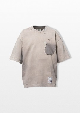 MAISON MIHARA YASUHIRO - MAISON MIHARA YASUHIRO Ανδρικό Μπεζ Sun Faded V-Neck T-Shirt