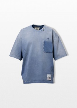 MAISON MIHARA YASUHIRO - MAISON MIHARA YASUHIRO Ανδρικό Μπλε Sun Faded V-Neck T-Shirt