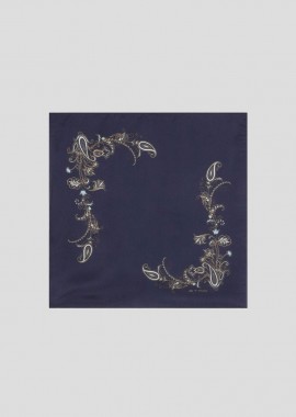 ETRO - ETRO Ανδρικό Μπλε Printed Silk Pocket Square
