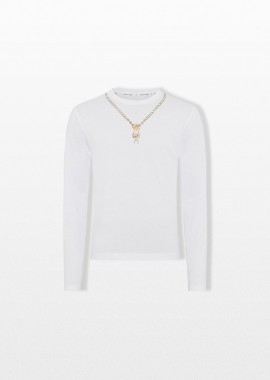 MARINE SERRE Ανδρικό Λευκό Trompe L'oeil Jewelry LS T-Shirt