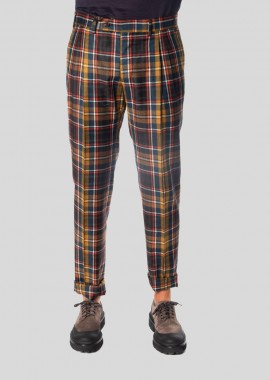 PASINI - PASINI Ανδρικό Χακί Checked Wool Trouser