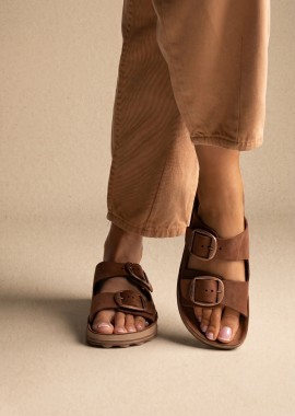 FANTASY SANDALS Δερμάτινα Σανδάλια με Αγκράφες - S310 DESPOINA - Καφέ Σουέτ