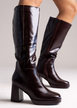 ERYNN - ERYNN Μπότες πλατφόρμα - A-100 - Brown Crinkled Patent
