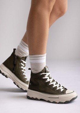 Refresh - Refresh Ψηλά αθλητικά παπούτσια - 173078 - Khaki Green Suede