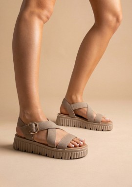 RAGAZZA Δερμάτινα Flatform Σανδάλια - 01251 - Beige Suede