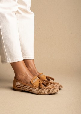 CORINA - CORINA Φλατ loafers με πλεκτό σχέδιο - 6131 - Κάμελ ματ