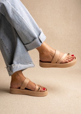 ERYNN - ERYNN Σανδάλια Flatform με διακοσμητικό - LS-623 - Beige Satin