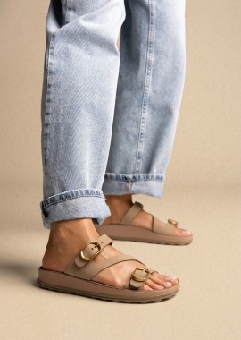 FANTASY SANDALS - FANTASY SANDALS Σανδάλια με αγκράφα - S365 - Λαδί Σουέτ