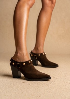 IRIS Clogs με Τετράγωνο Τακούνι - TATY 106 - Καφέ Σουέτ