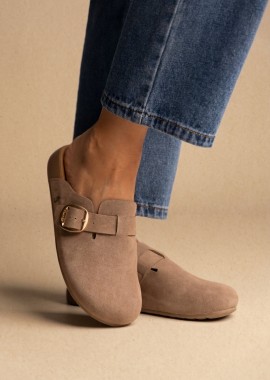 FANTASY SANDALS - FANTASY SANDALS Clogs με αγκράφα - ECO 010 - Taupe Σουέτ