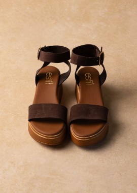 Estil - Estil Suede flatforms με μπαρέτα - NK--1403 - Καφέ