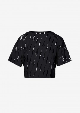 Cropped T-Shirt with Reglan Sleeves In Black