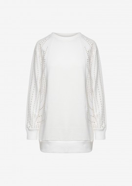 Cutcuutur - Sweatshirt with Reglan Sleeves in White