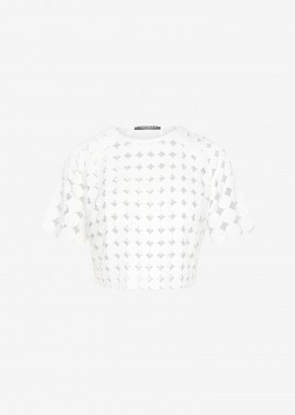 Cropped T-shirt with Reglan Sleeves in White