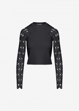 Cutcuutur - Cropped Long-Sleeved Top in Black